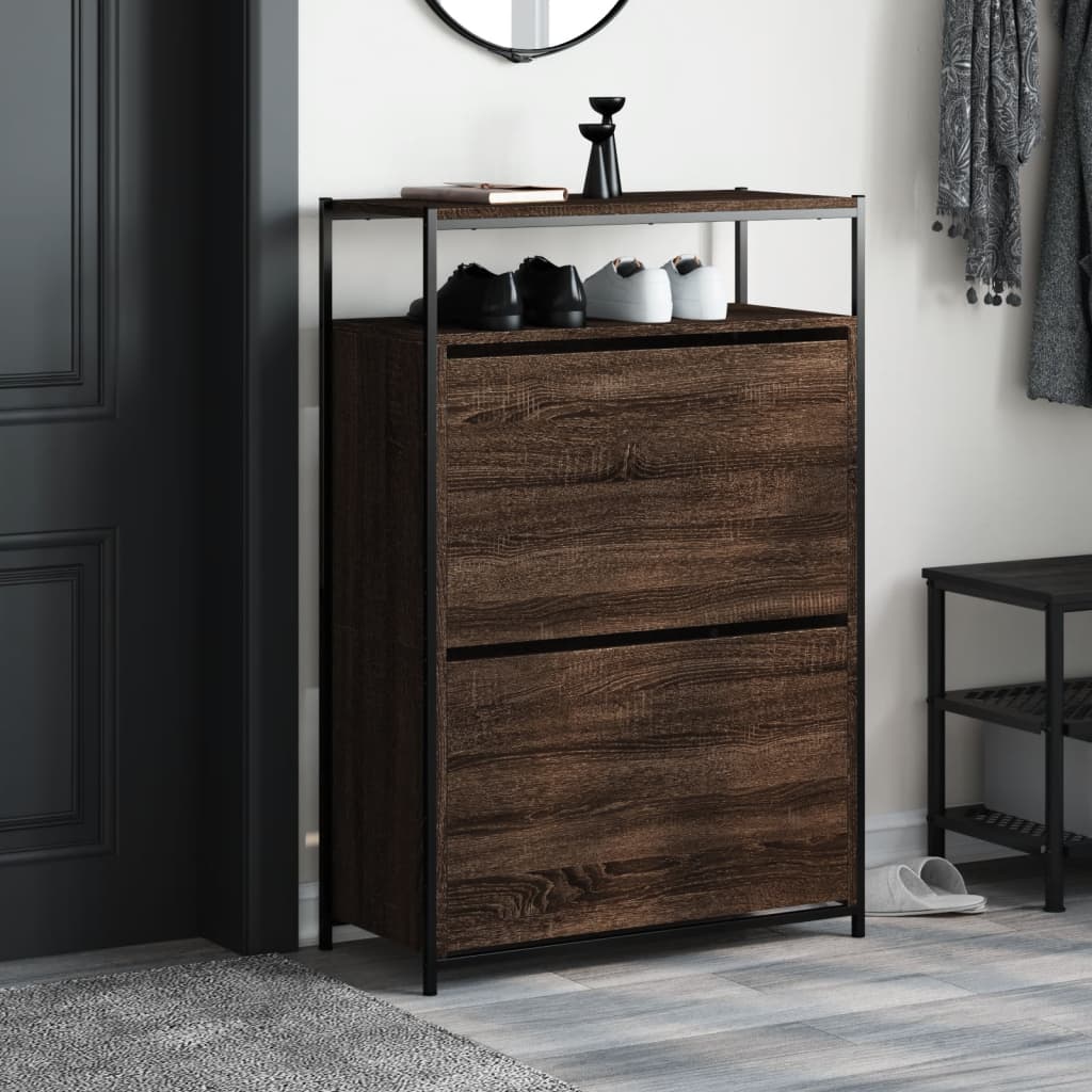 VidaXL Armoire à chaussures 75x34x112 cm bois fini couleur chêne marron