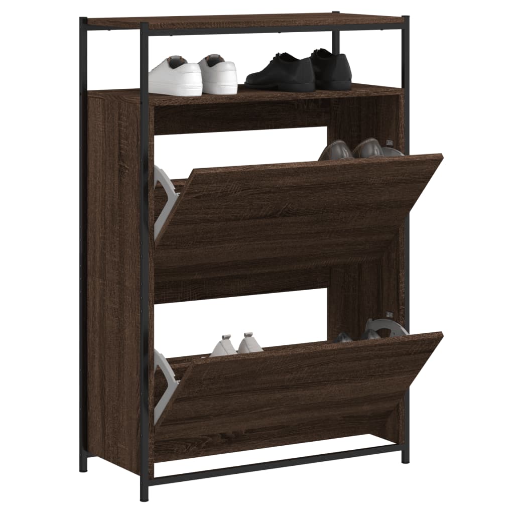 VidaXL Armoire à chaussures 75x34x112 cm bois fini couleur chêne marron