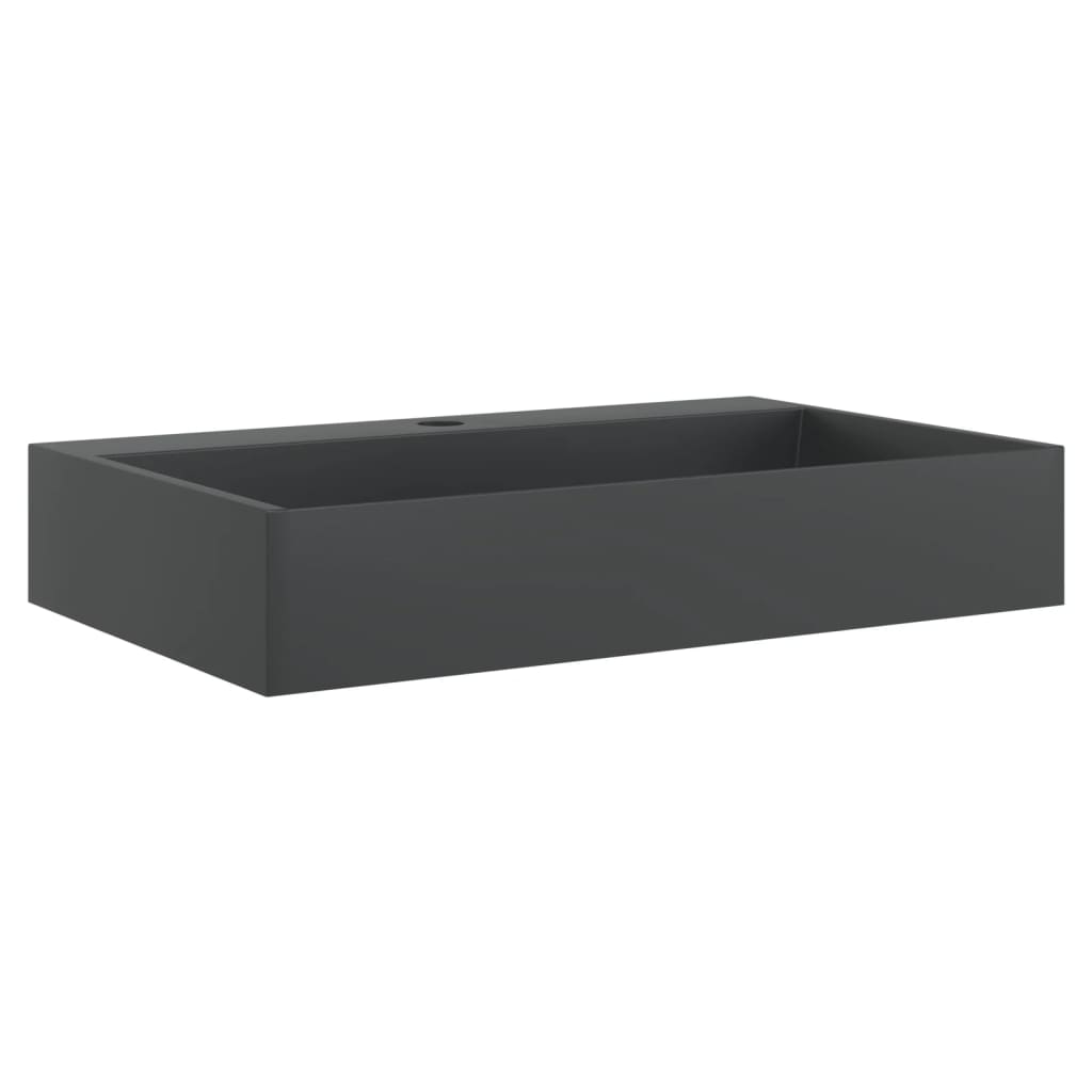 VidaXL Lavabo 60x38x11 cm marbre minéral moulé noir mat