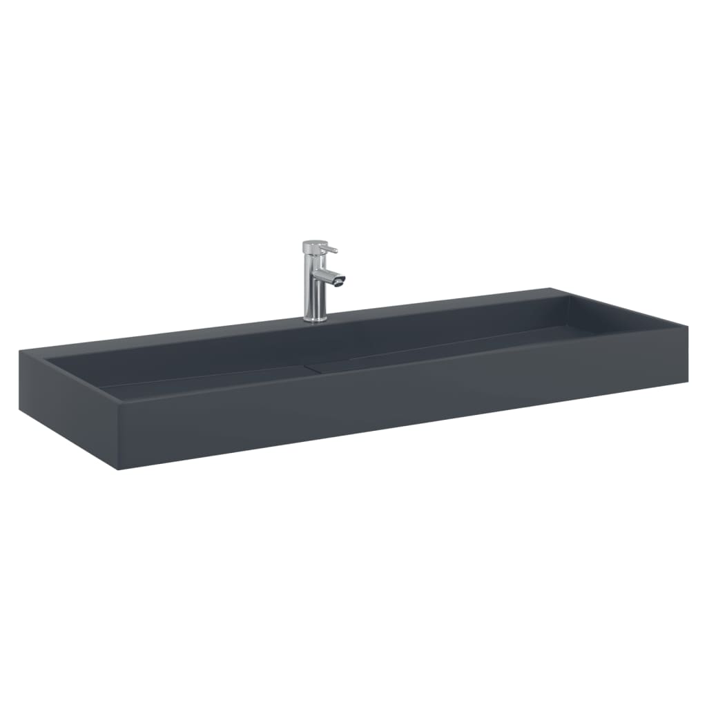 VidaXL Lavabo 120x46x11 cm fonte minérale marbre fonte anthracite