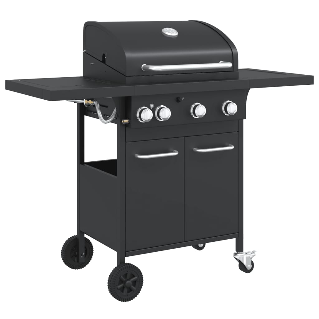 VidaXL Barbecue à gaz avec 4 brûleurs, acier peint par poudrage, noir