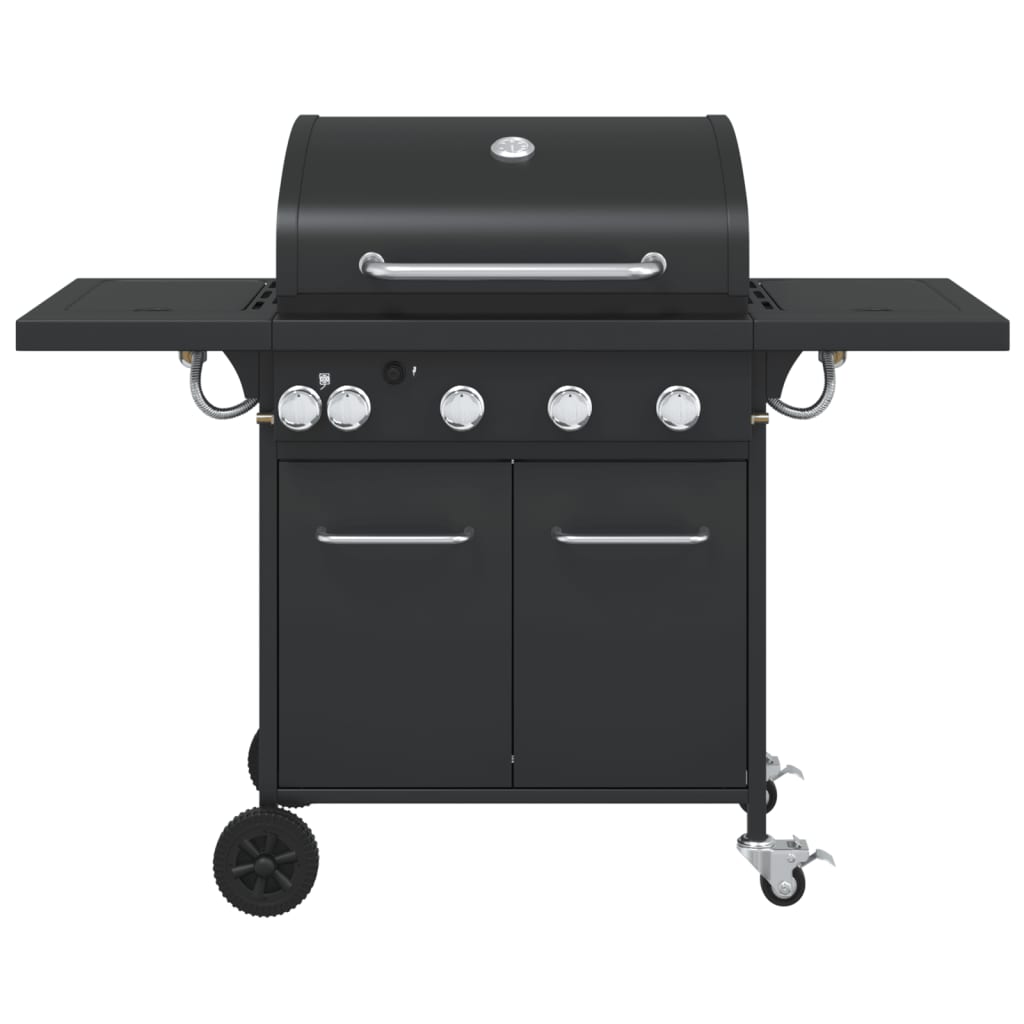 VidaXL Barbecue à gaz avec 5 brûleurs, acier peint par poudrage, noir