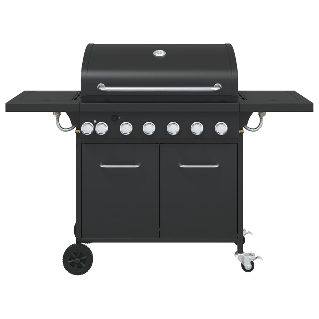 VidaXL Barbecue à gaz avec 7 brûleurs, acier peint par poudrage, noir