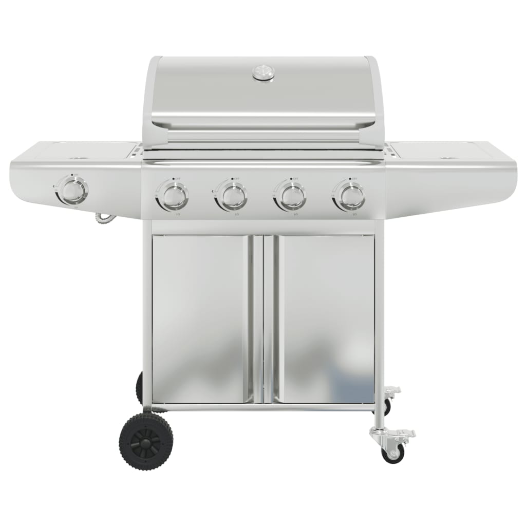 VidaXL Barbecue à gaz avec 5 brûleurs en acier inoxydable couleur argent