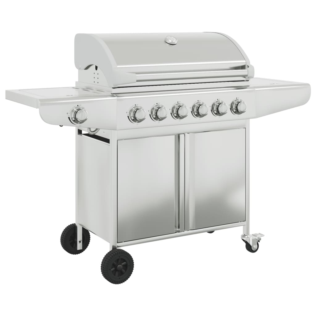 VidaXL Barbecue à gaz avec 7 brûleurs en acier inoxydable couleur argent