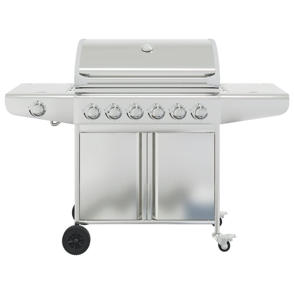 VidaXL Barbecue à gaz avec 7 brûleurs en acier inoxydable couleur argent