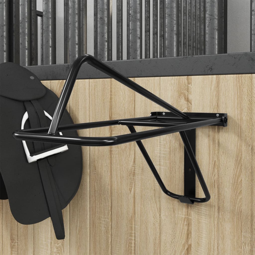 VidaXL porte-selle pliable mural en fer noir