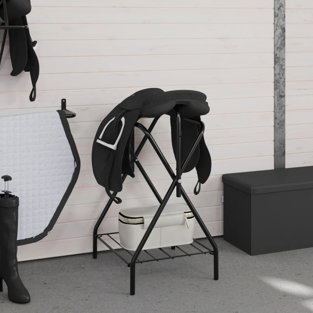 VidaXL Porte-selle pliable autoportant fer noir