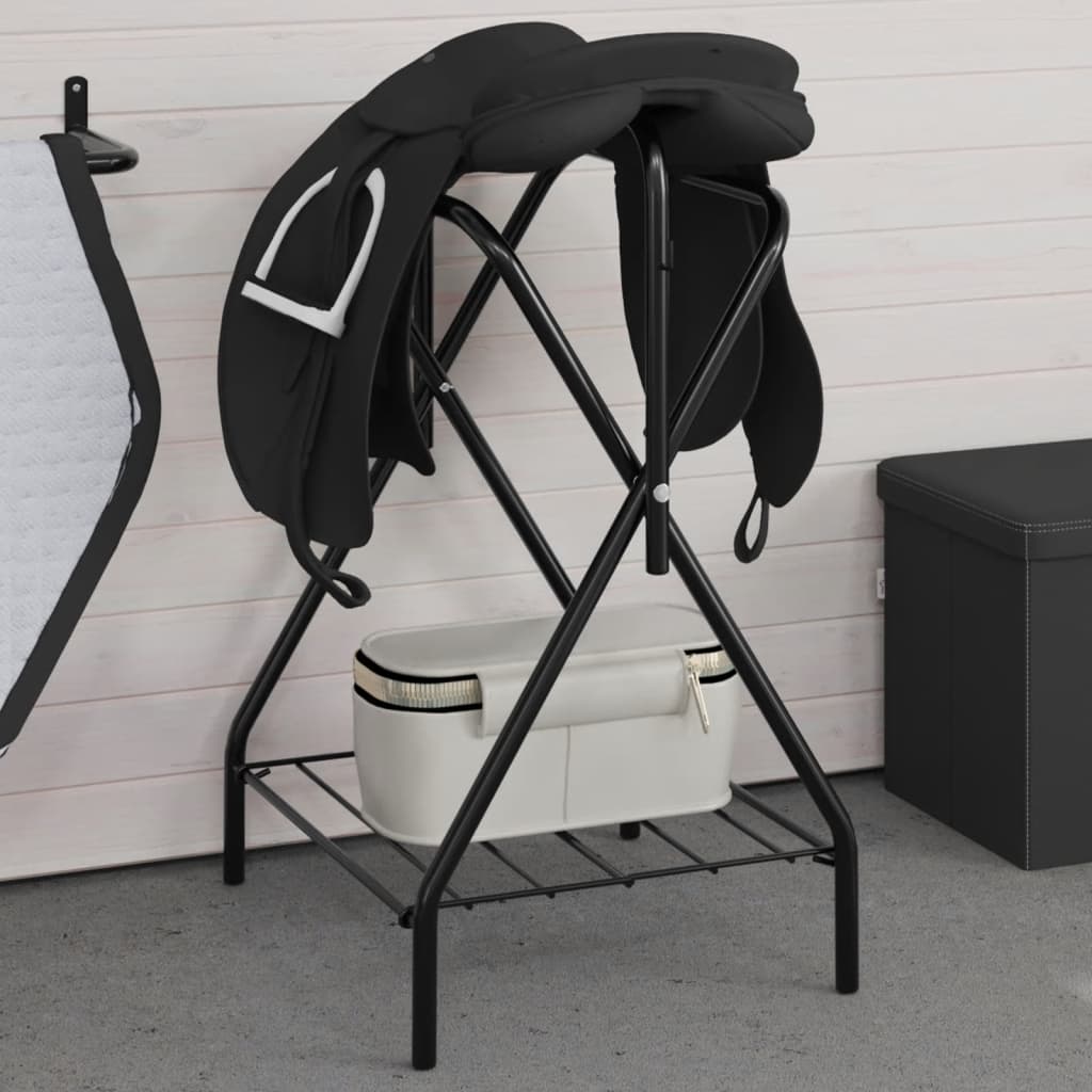 VidaXL Porte-selle pliable autoportant fer noir