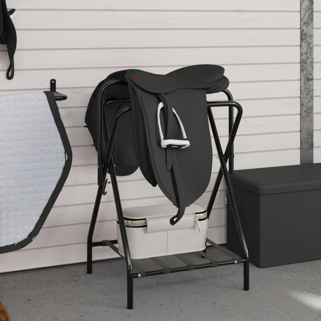 VidaXL porte-selle pliable autoportant fer noir