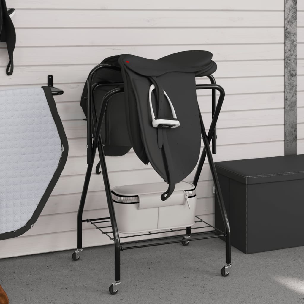 VidaXL porte-selle pliable autoportant fer noir