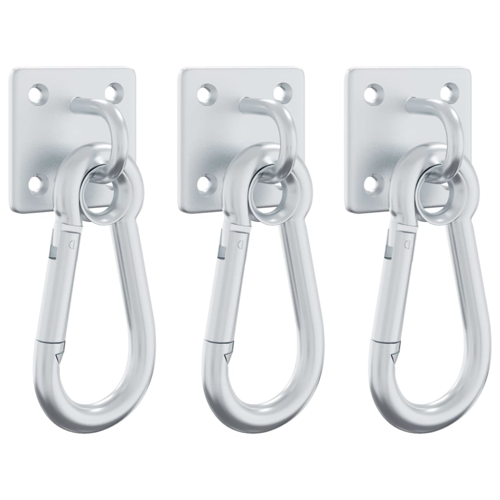 Vidaxx plaques à œil avec mousquetons 3 pcs 360° rotatif en acier argent