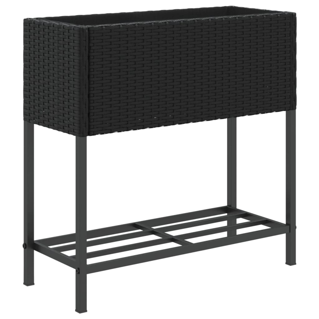 VidaXL jardinière avec étagère poly rotin noir