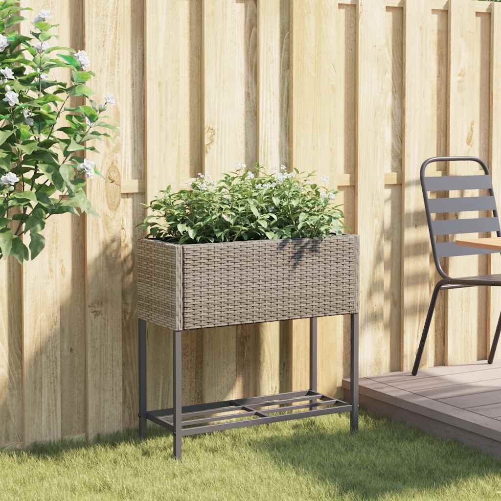 VidaXL jardinière avec étagère poly rotin gris