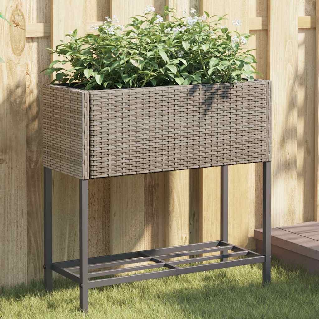 VidaXL jardinière avec étagère poly rotin gris