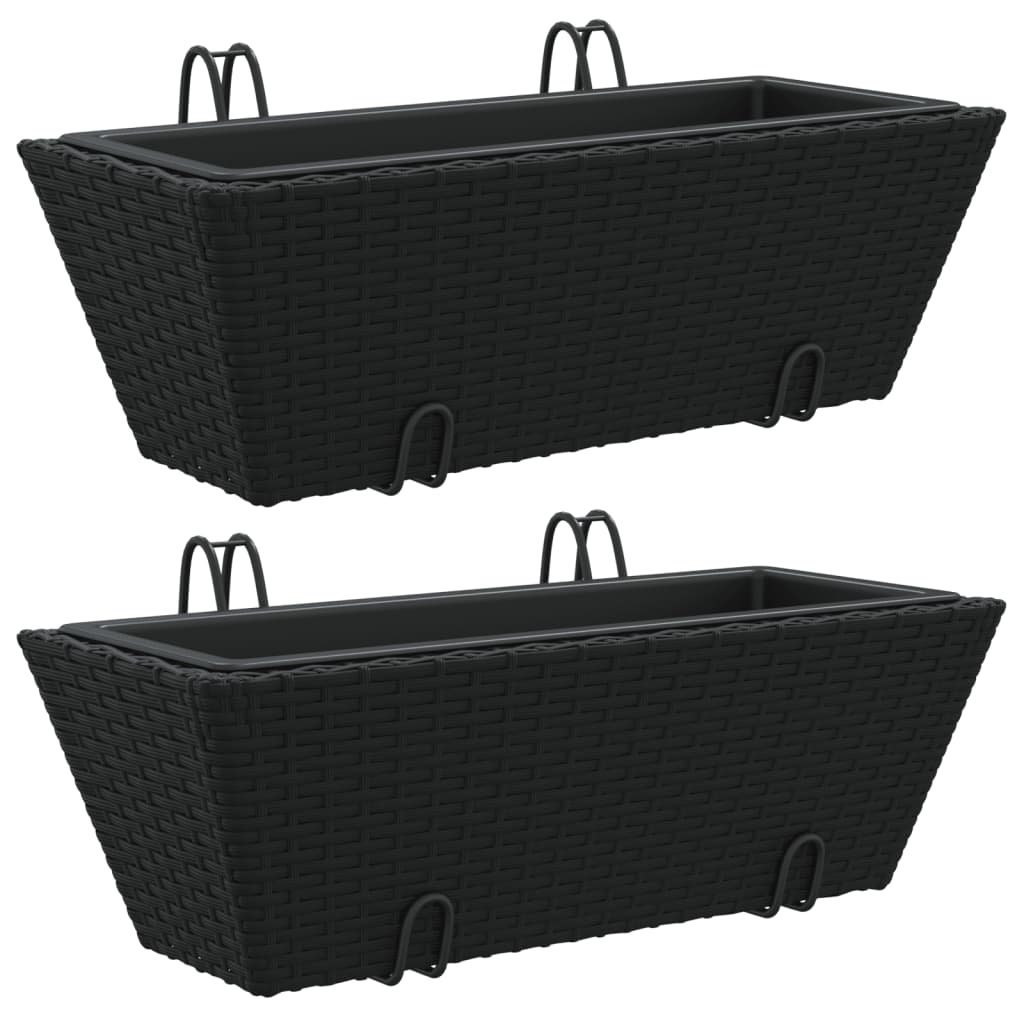 VidaXL jardinières 2 pcs avec crochets poly rotin noir