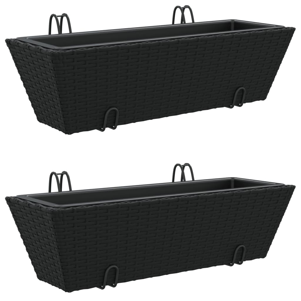 VidaXL jardinières 2 pcs avec crochets poly rotin noir