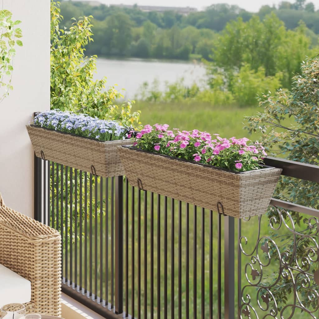 VidaXL jardinières 2 pcs avec crochets poly rotin gris