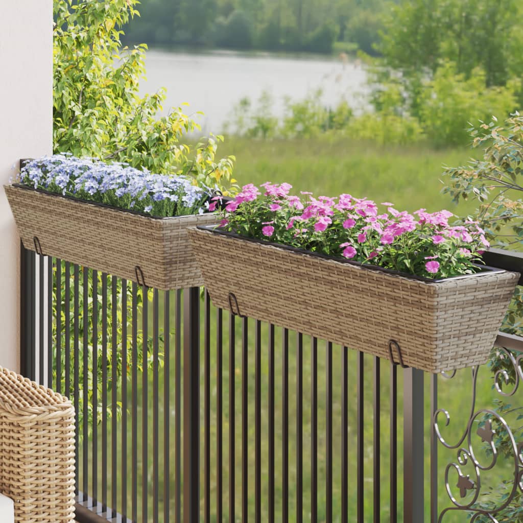 VidaXL jardinières 2 pcs avec crochets poly rotin gris