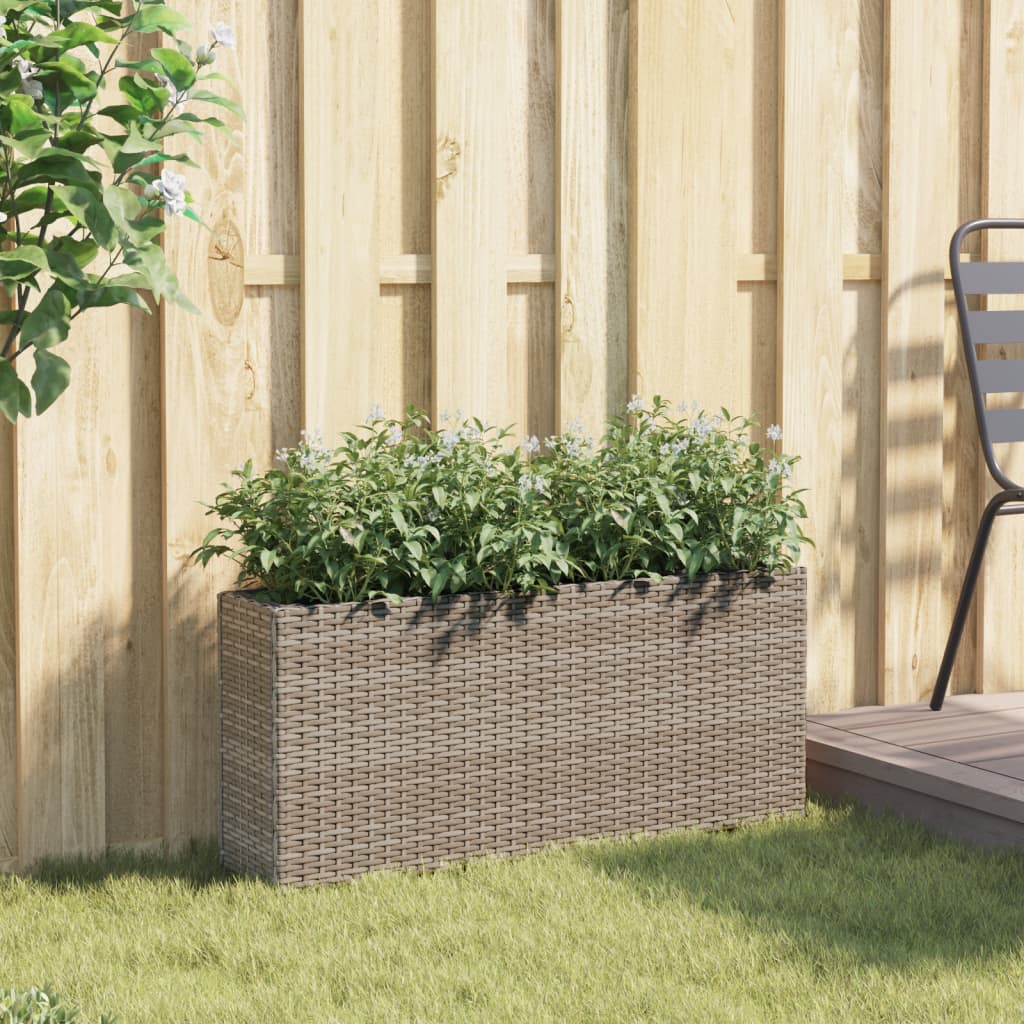 VidaXL Jardinière avec 2 pots 90x20x40 cm poly rotin gris