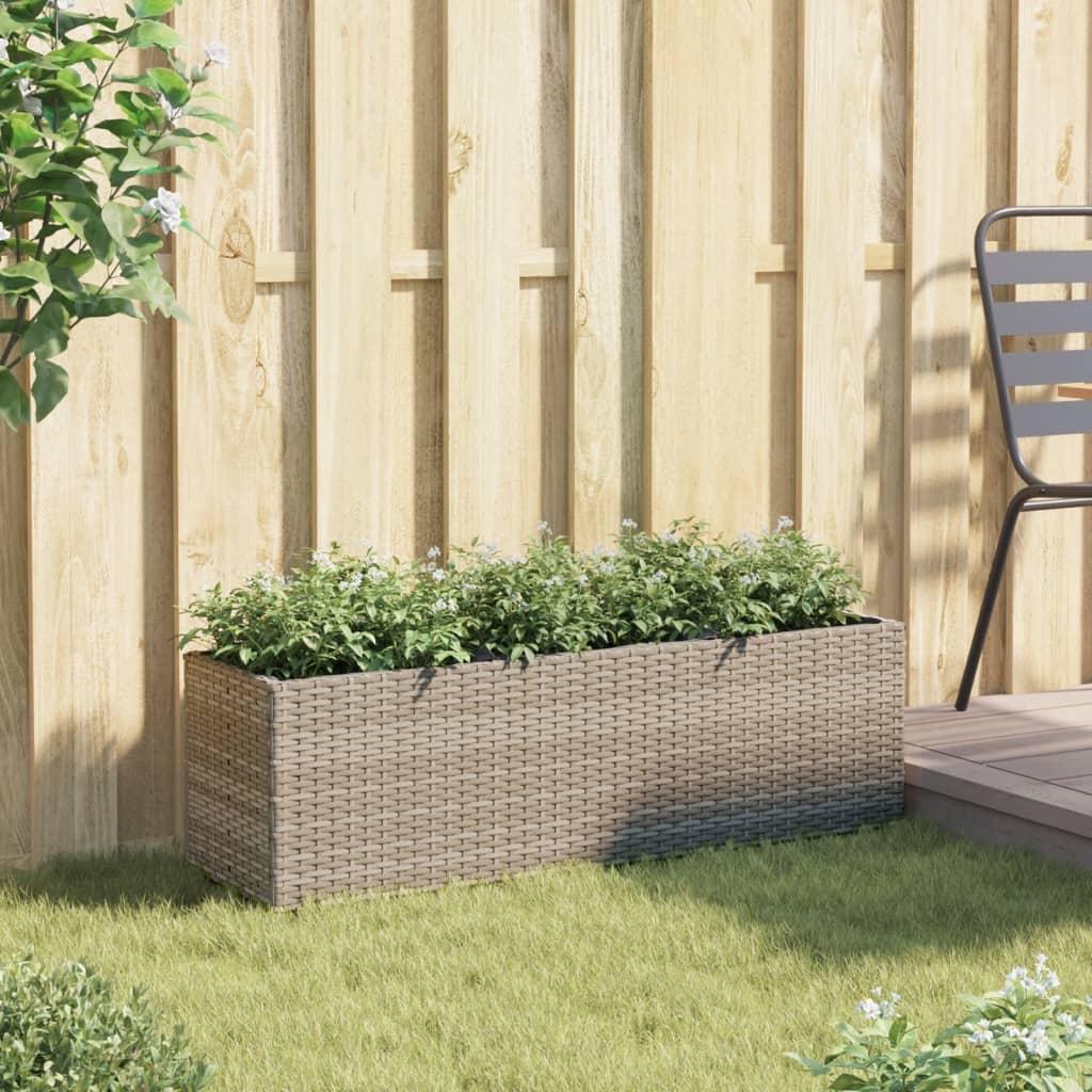 VidaXL Jardinière avec 3 pots 105x30x32 cm poly rotin gris