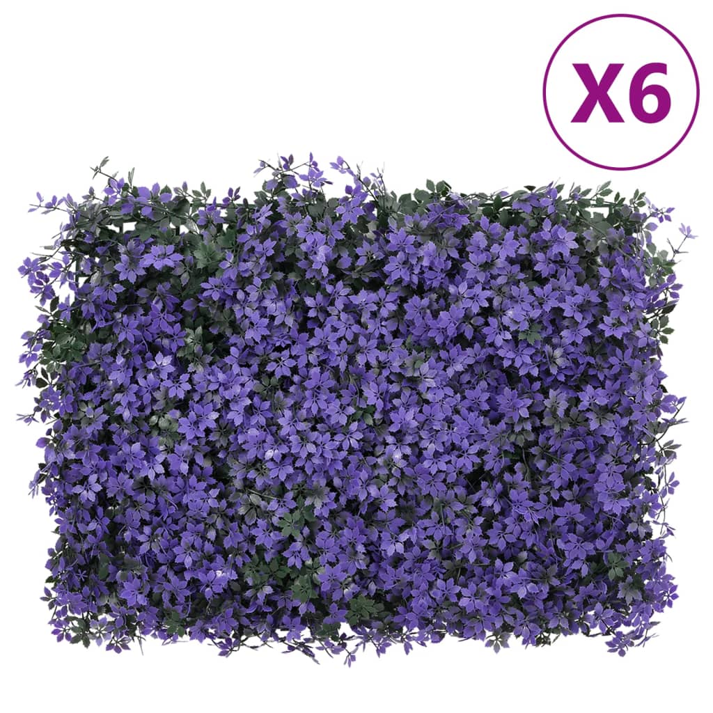 Vidaxxl clôture avec feuilles artificielles 6 pcs 40x60 cm violet