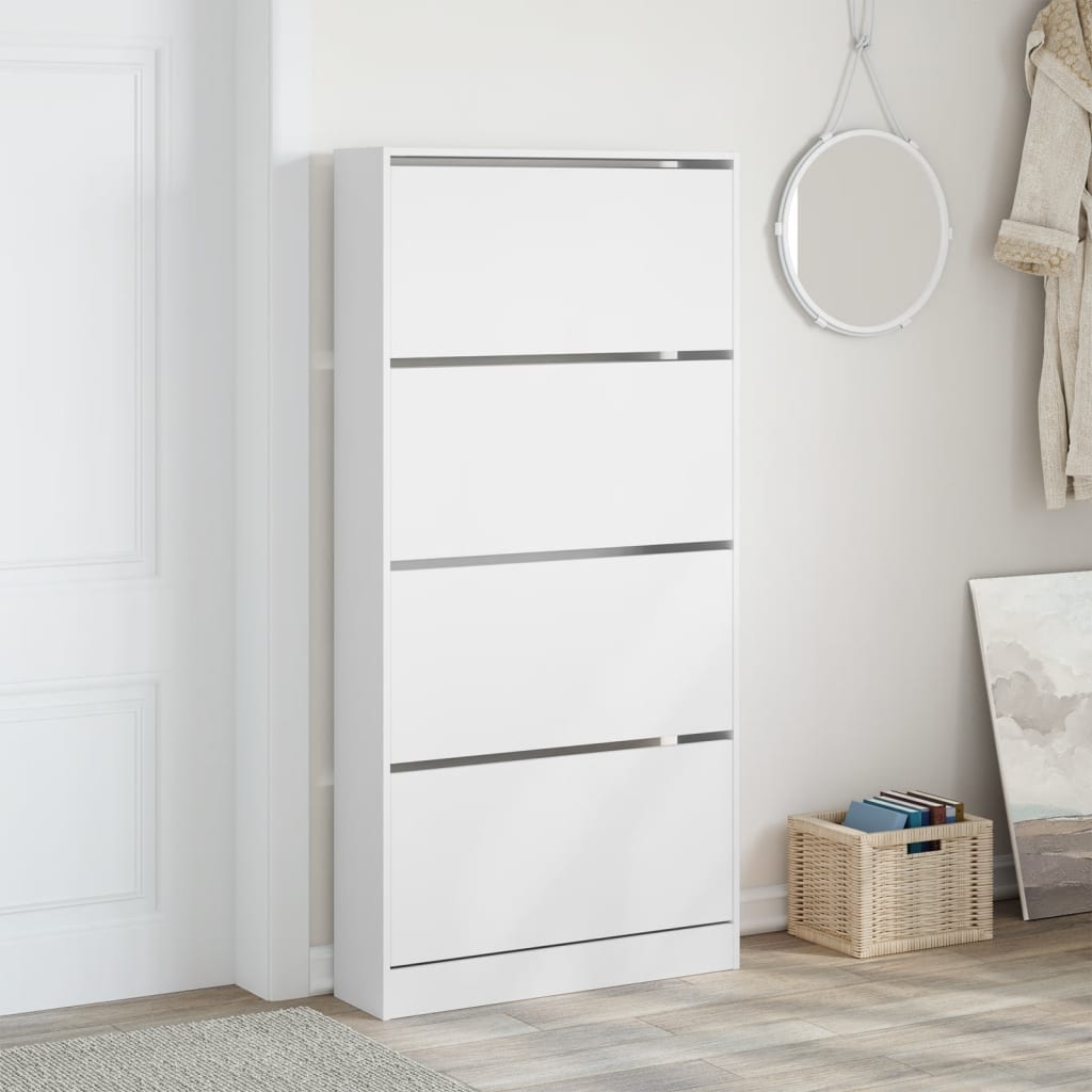 VidaXL Armoire à chaussures avec 4 tiroirs pliants 80x21x163,5 cm blanc