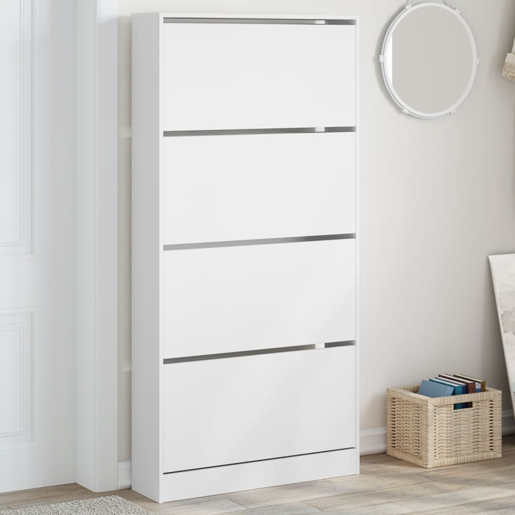 VidaXL Armoire à chaussures avec 4 tiroirs pliants 80x21x163,5 cm blanc
