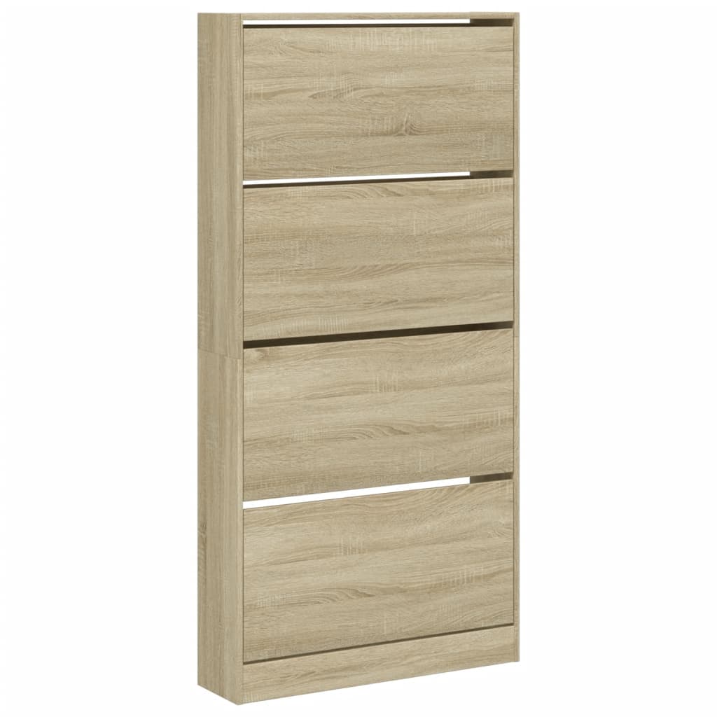 VidaXL Armoire à chaussures avec 4 tiroirs pliants 80x21x163,5 cm Chêne Sonoma