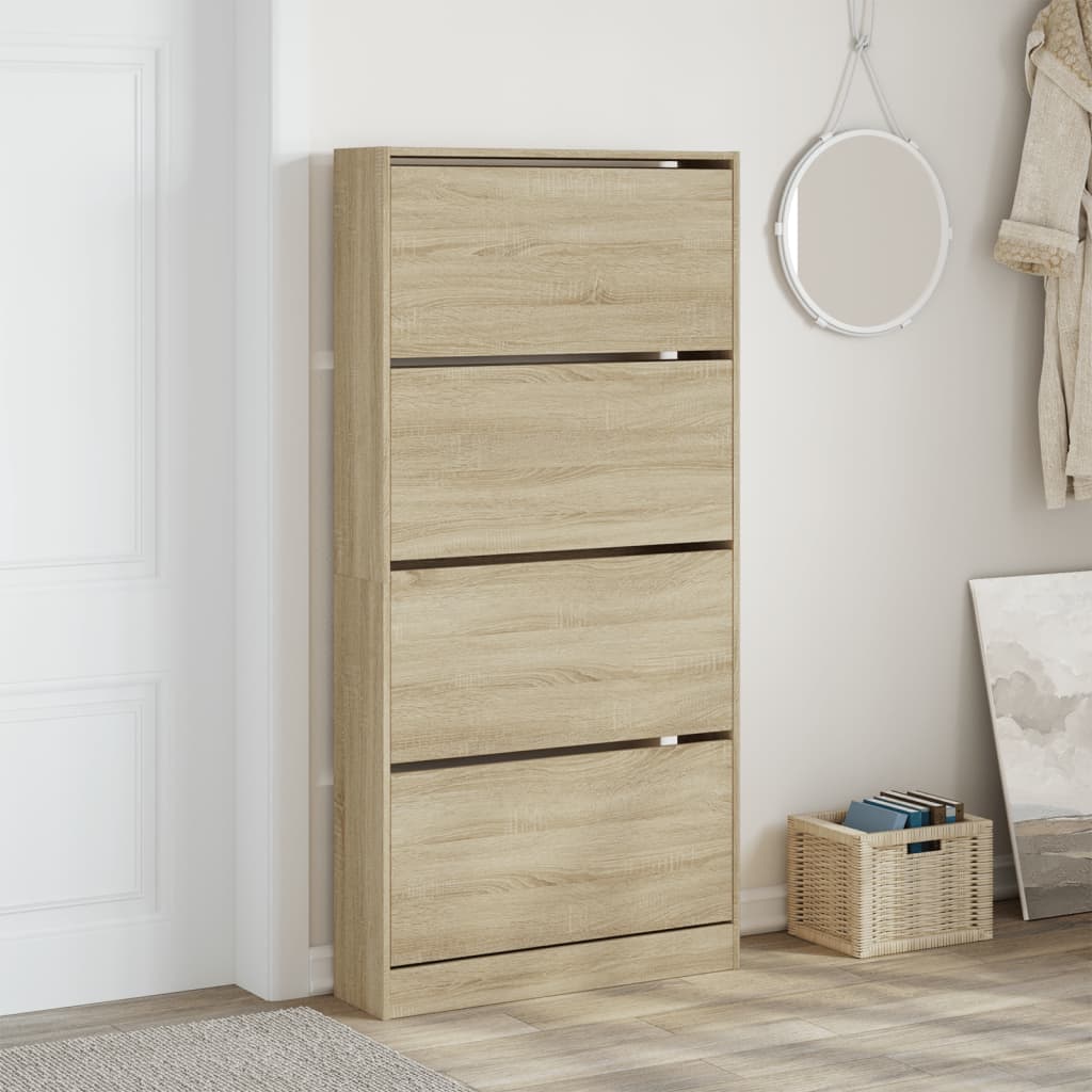 VidaXL Armoire à chaussures avec 4 tiroirs pliants 80x21x163,5 cm Chêne Sonoma