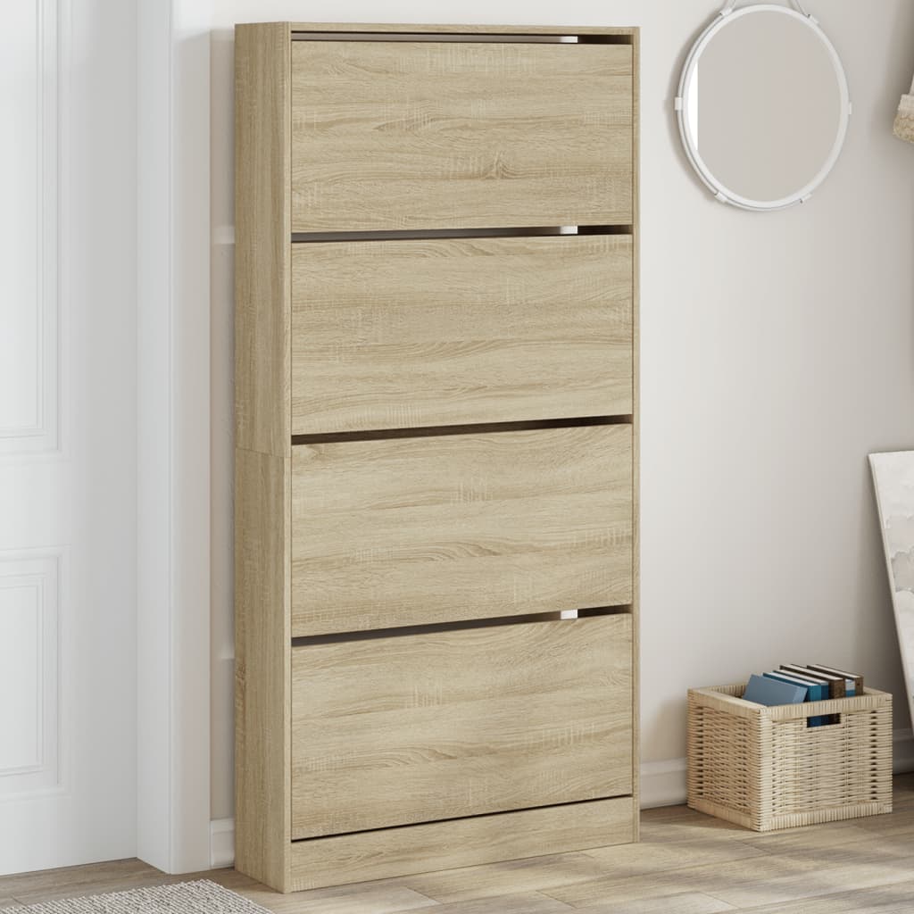 VidaXL Armoire à chaussures avec 4 tiroirs pliants 80x21x163,5 cm Chêne Sonoma