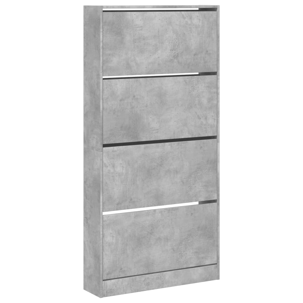 VidaXL Armoire à chaussures avec 4 tiroirs pliants 80x21x163,5 cm gris béton