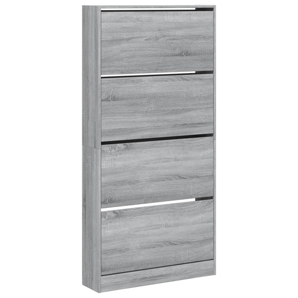VidaXL Armoire à chaussures avec 4 tiroirs pliants 80x21x163,5 cm gris sonoma