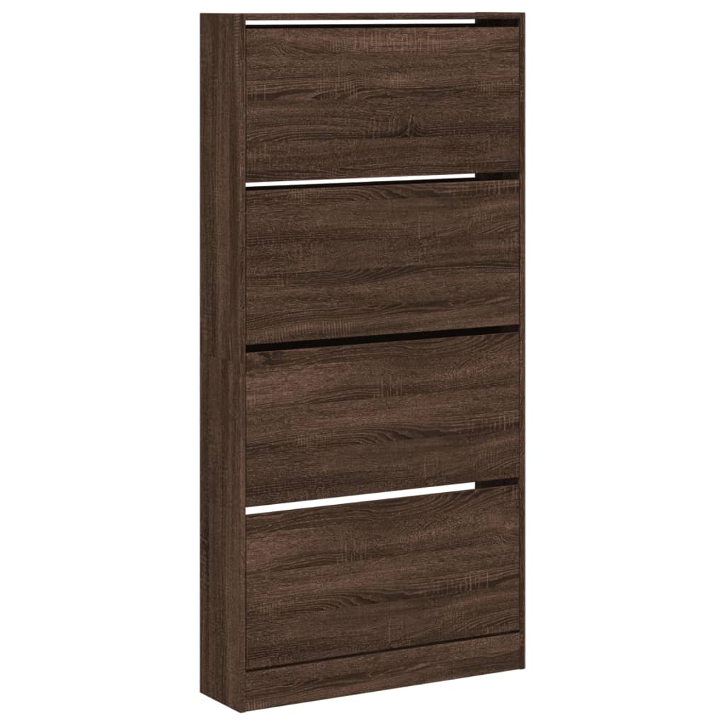 VidaXL Armoire à chaussures avec 4 tiroirs pliants 80x21x163,5 cm coloris chêne marron