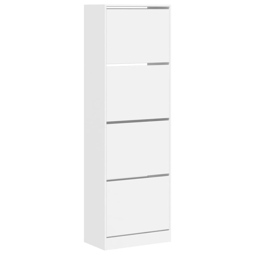 VidaXL Armoire à chaussures avec 4 tiroirs pliants 60x34x187,5 cm blanc