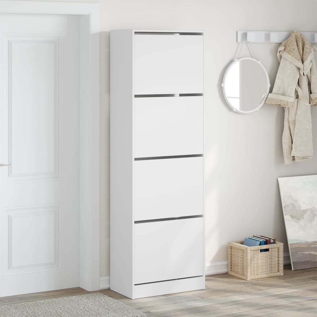 VidaXL Armoire à chaussures avec 4 tiroirs pliants 60x34x187,5 cm blanc