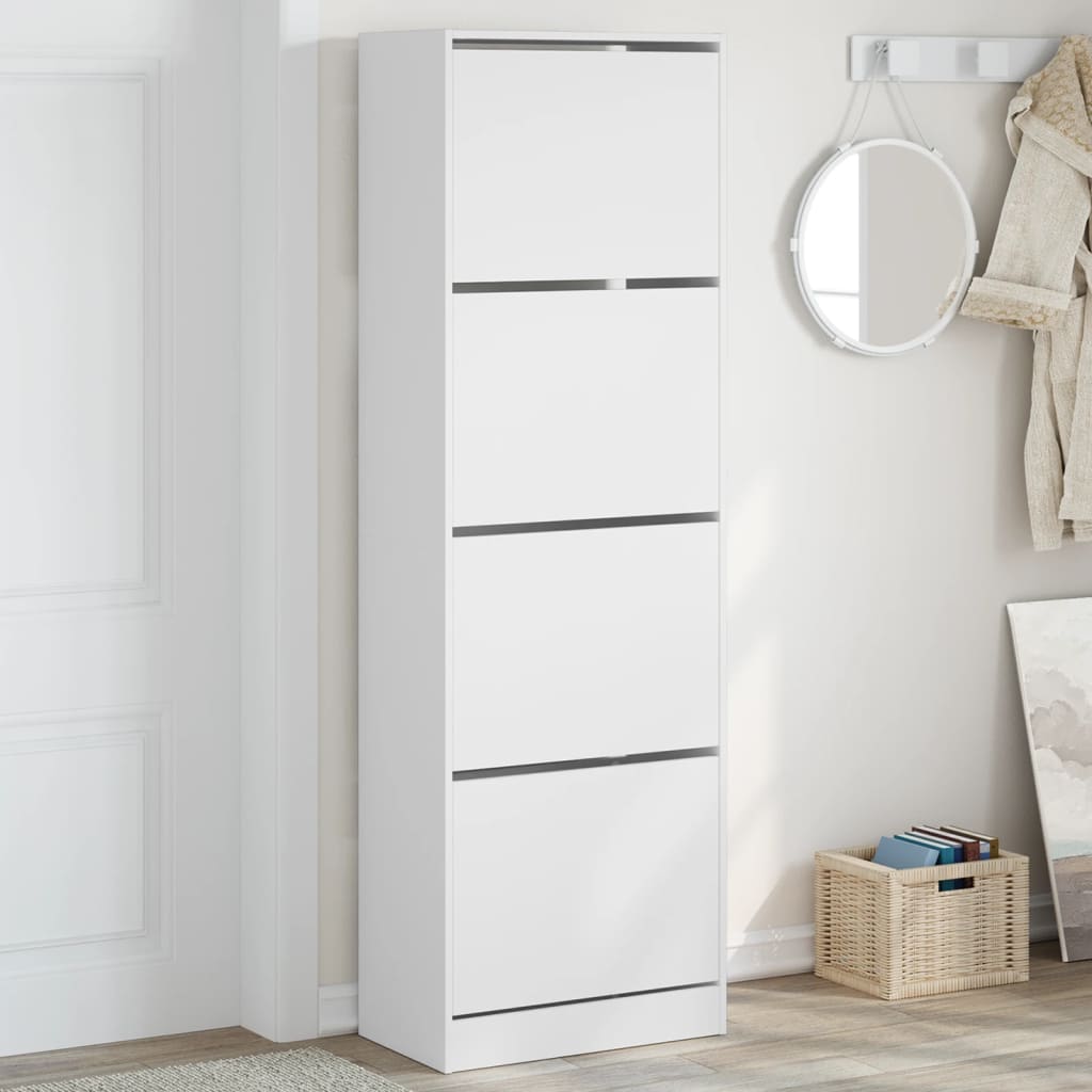 VidaXL Armoire à chaussures avec 4 tiroirs pliants 60x34x187,5 cm blanc