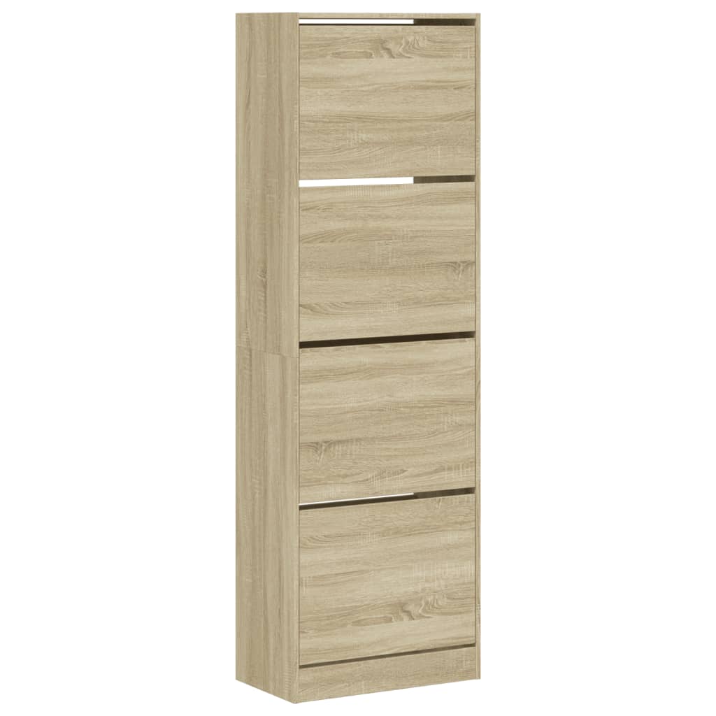 VidaXL Armoire à chaussures avec 4 tiroirs pliants 60x34x187,5 cm Chêne Sonoma