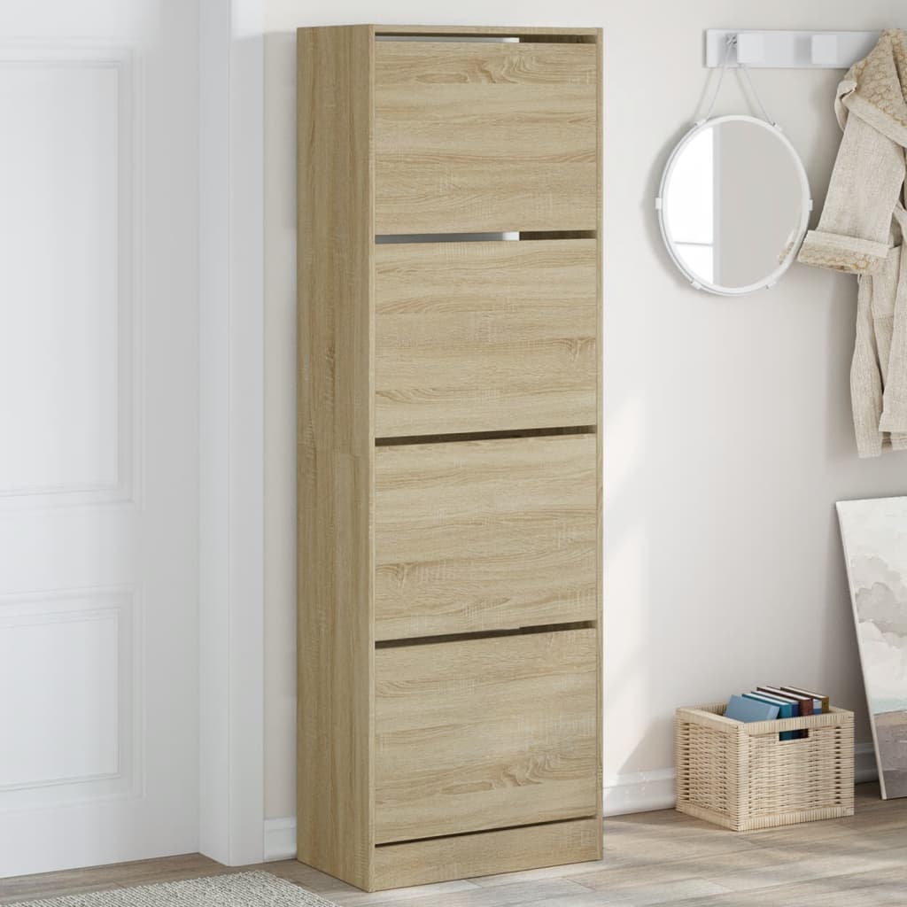 VidaXL Armoire à chaussures avec 4 tiroirs pliants 60x34x187,5 cm Chêne Sonoma