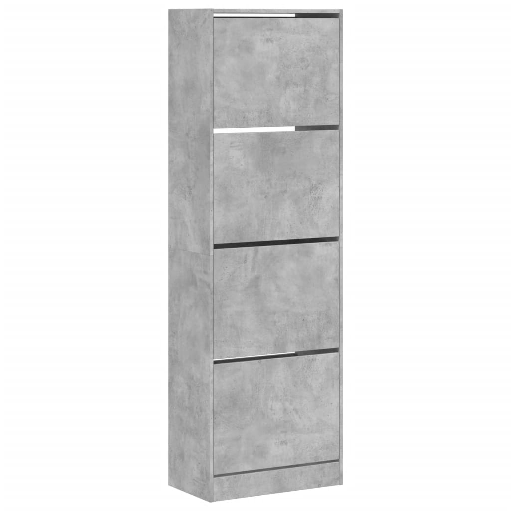 VidaXL Armoire à chaussures avec 4 tiroirs pliants 60x34x187,5 cm gris béton