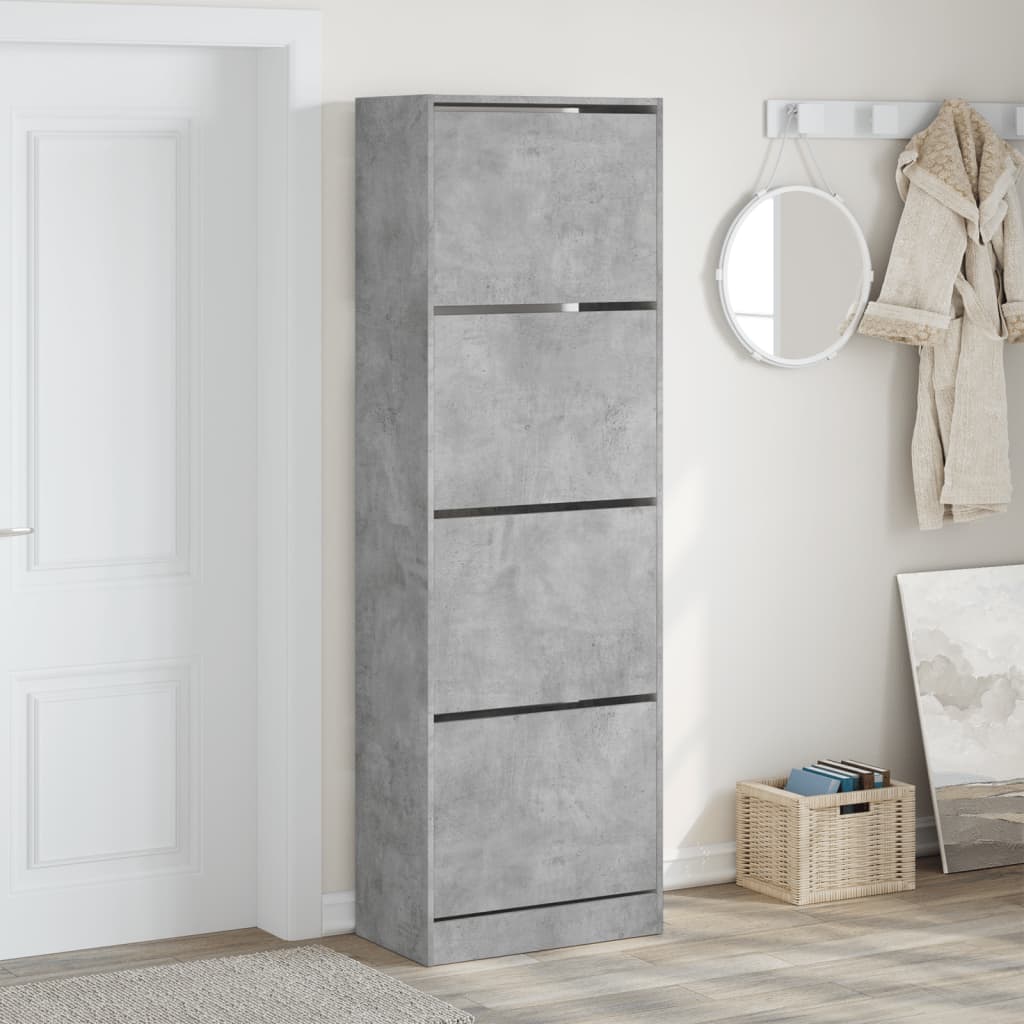 VidaXL Armoire à chaussures avec 4 tiroirs pliants 60x34x187,5 cm gris béton