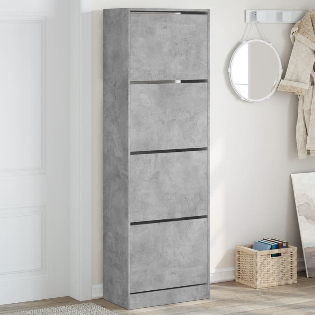 VidaXL Armoire à chaussures avec 4 tiroirs pliants 60x34x187,5 cm gris béton