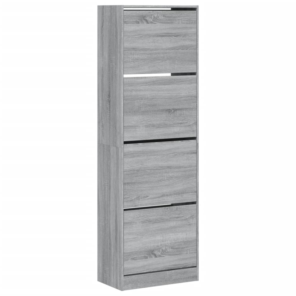 VidaXL Armoire à chaussures avec 4 tiroirs pliants 60x34x187,5 cm gris sonoma