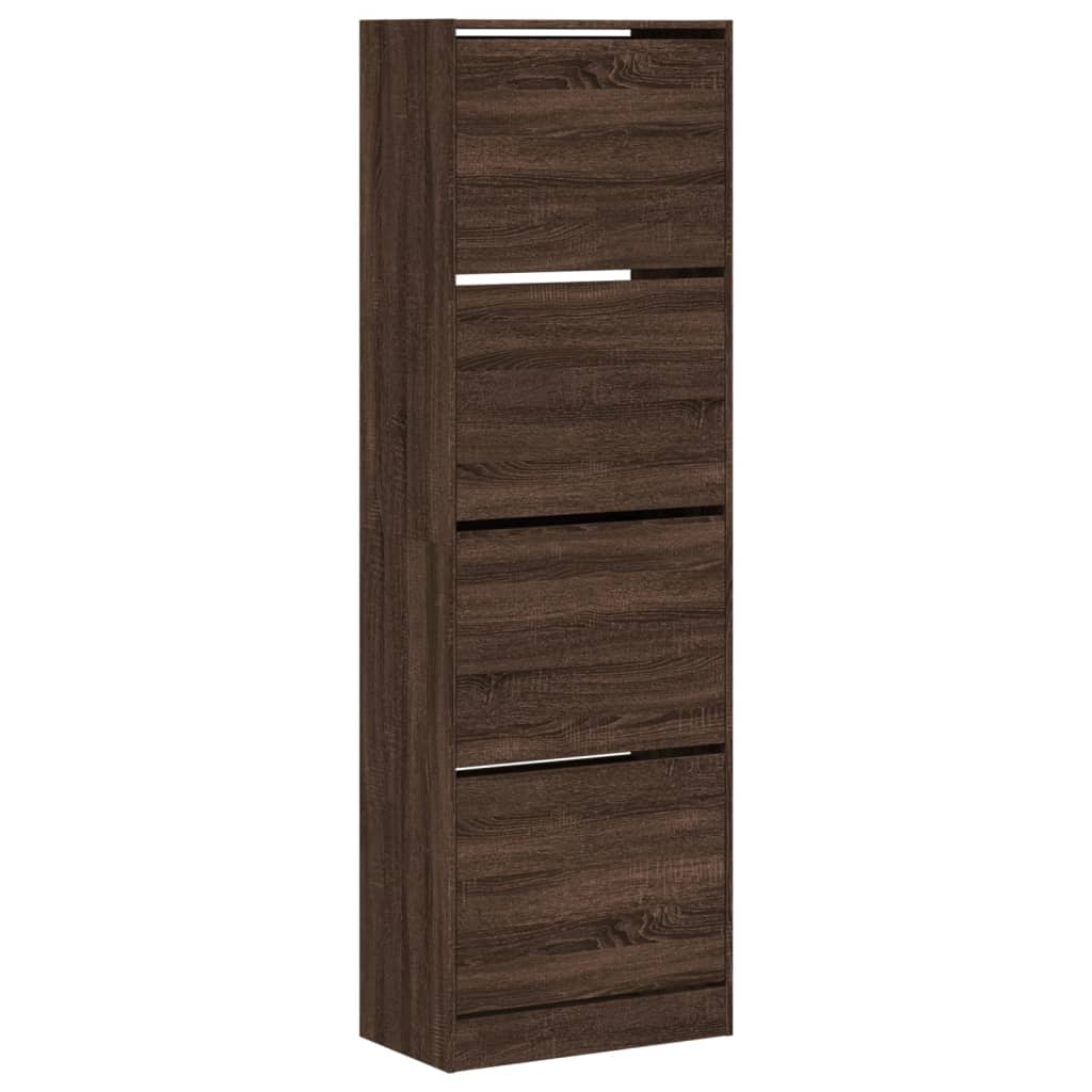 VidaXL Armoire à chaussures avec 4 tiroirs pliants 60x34x187,5 cm coloris chêne marron