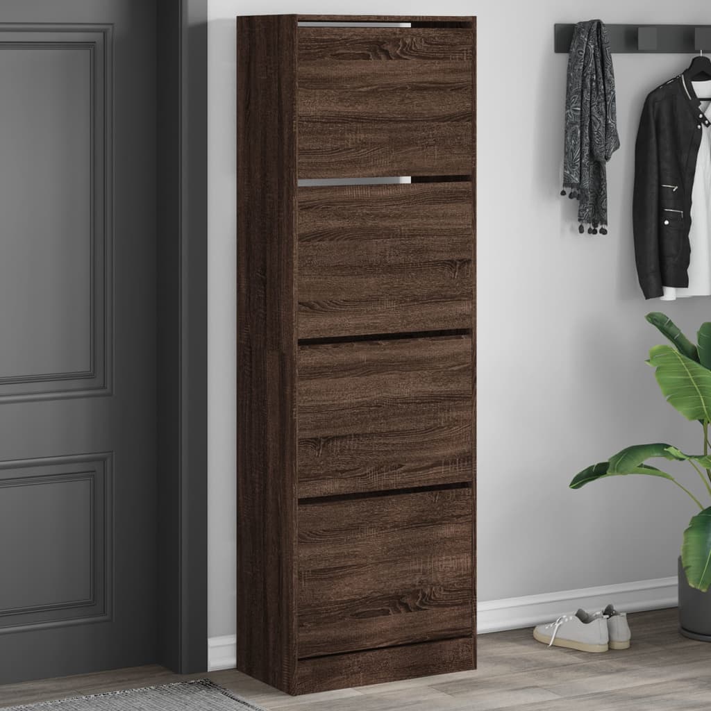 VidaXL Armoire à chaussures avec 4 tiroirs pliants 60x34x187,5 cm coloris chêne marron