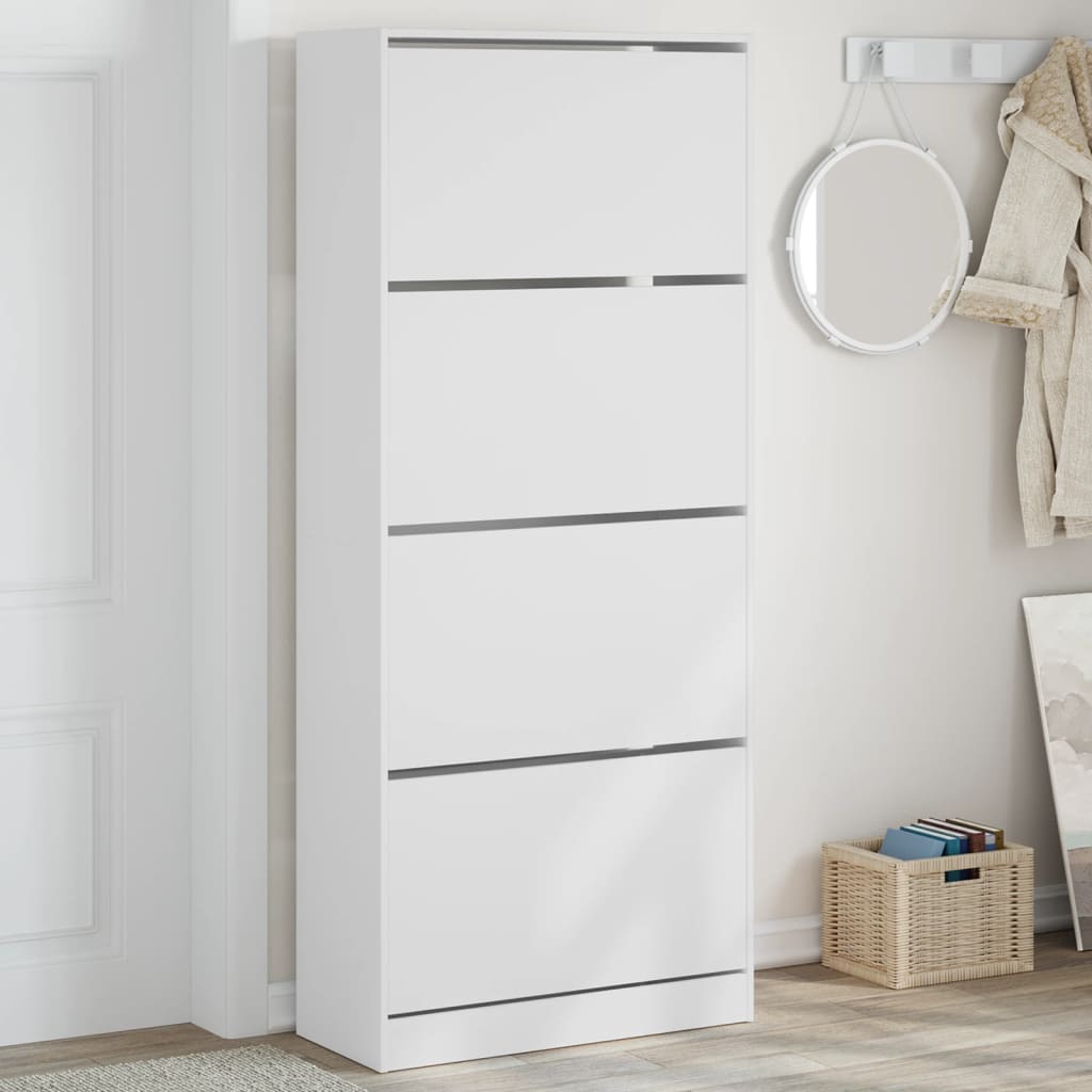 VidaXL Armoire à chaussures avec 4 tiroirs pliants 80x34x187,5 cm blanc