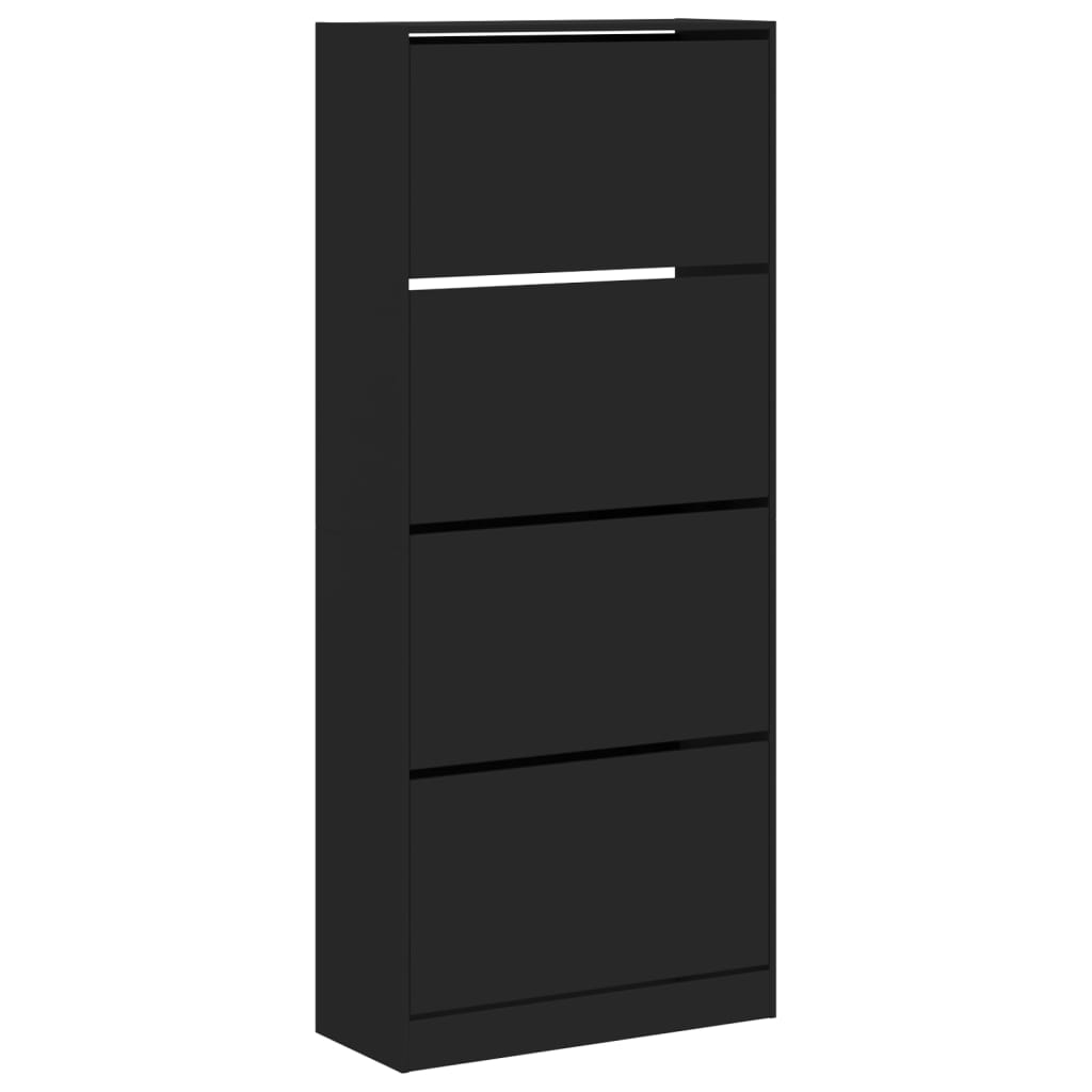 VidaXL Armoire à chaussures avec 4 tiroirs pliants 80x34x187,5 cm noir