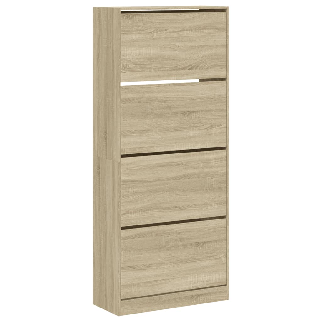 VidaXL Armoire à chaussures avec 4 tiroirs pliants 80x34x187,5 cm Chêne Sonoma