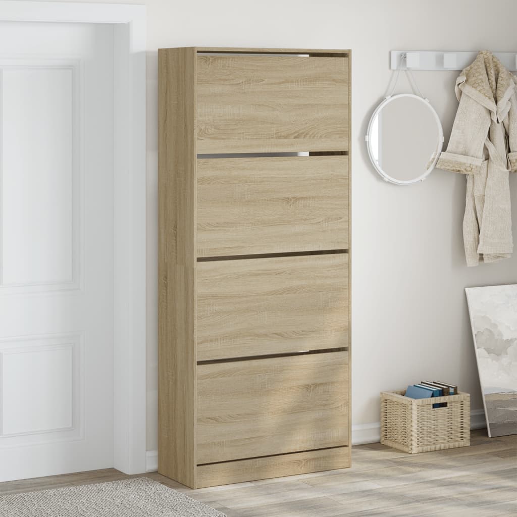 VidaXL Armoire à chaussures avec 4 tiroirs pliants 80x34x187,5 cm Chêne Sonoma