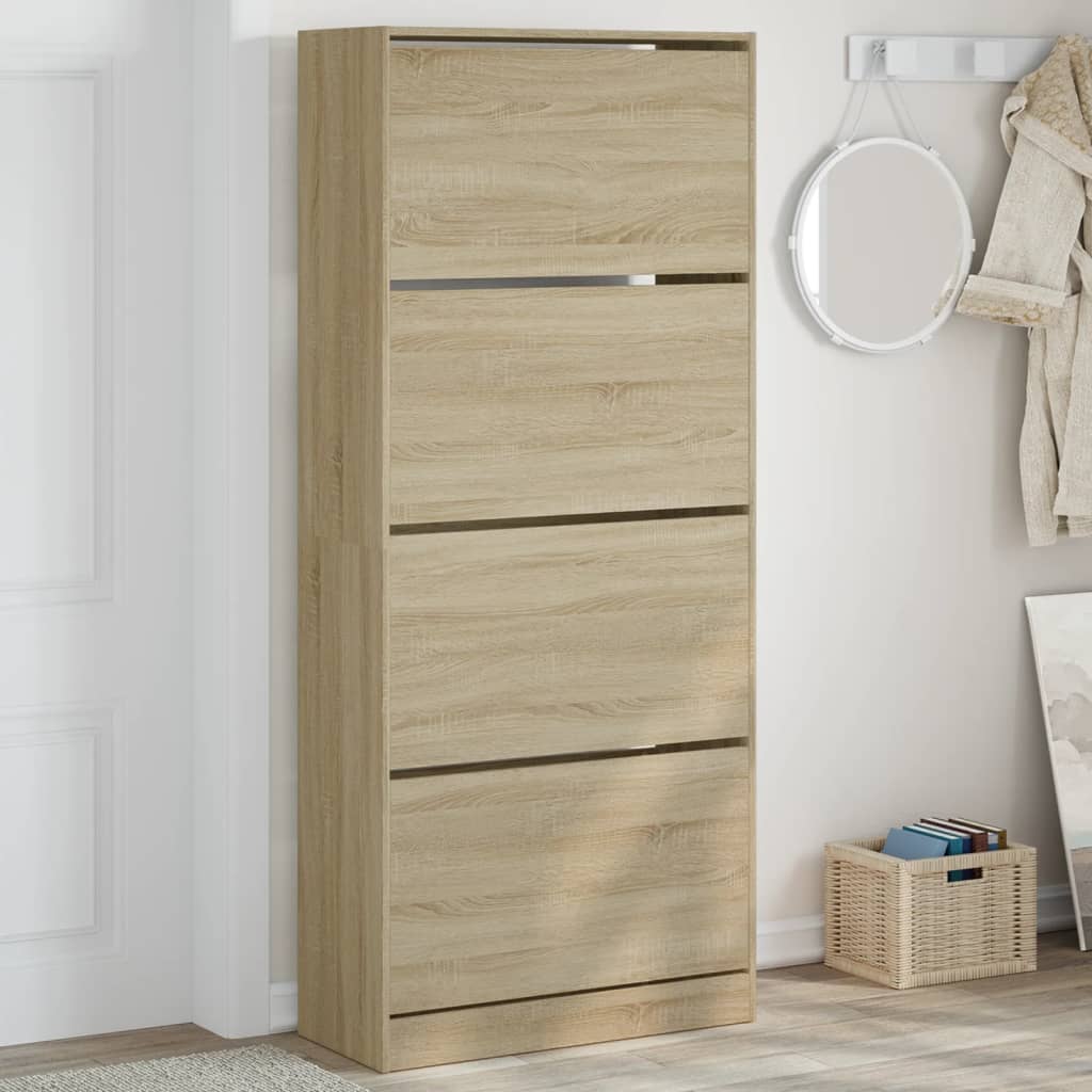 VidaXL Armoire à chaussures avec 4 tiroirs pliants 80x34x187,5 cm Chêne Sonoma